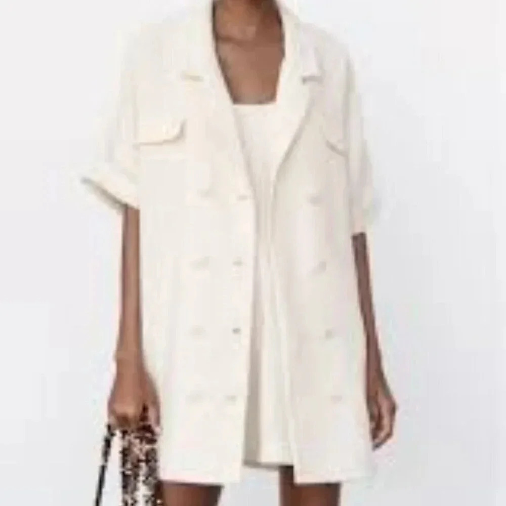 Zara Textured Weave Shirt  Dress S